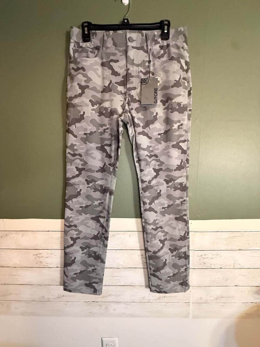 G/FORE Mens Camo 5 Pocket Golf Pants Ocean Grey White 32/32 G4MS NWT